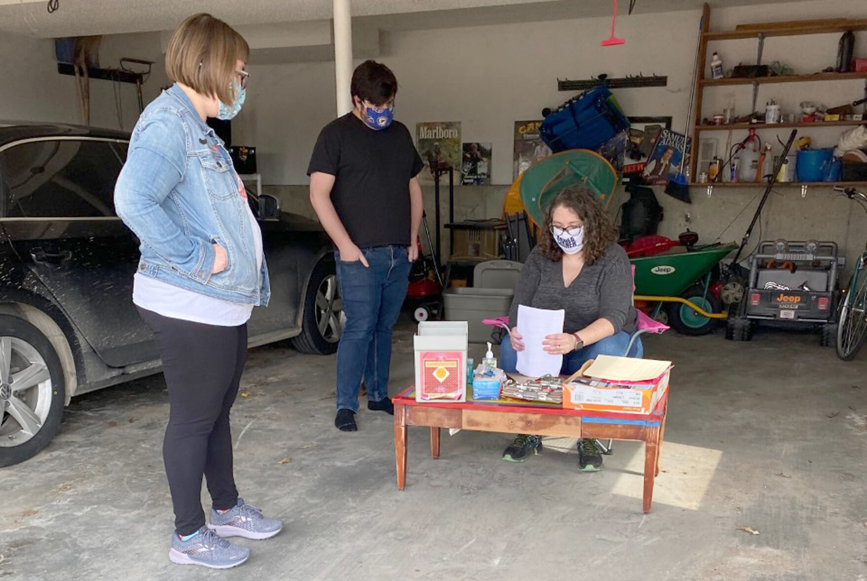 Andrea Waner goes over a door knocking script